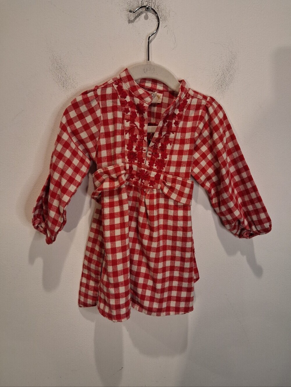 Happy By Pink Chicken Size 12-18m Red Checkered Flannel Dress